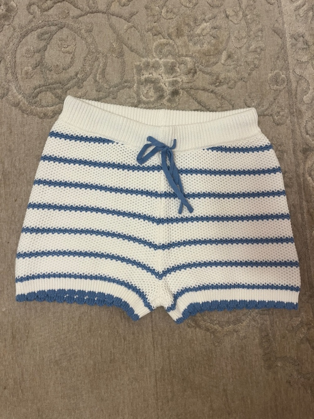 Altar’d State Striped Knit Lounge Shorts - Blue & White